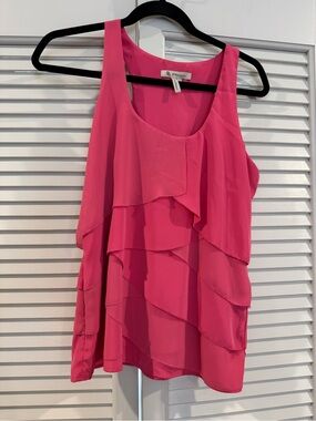 BCBGeneration Hot Pink Layered Ruffle Camisole
